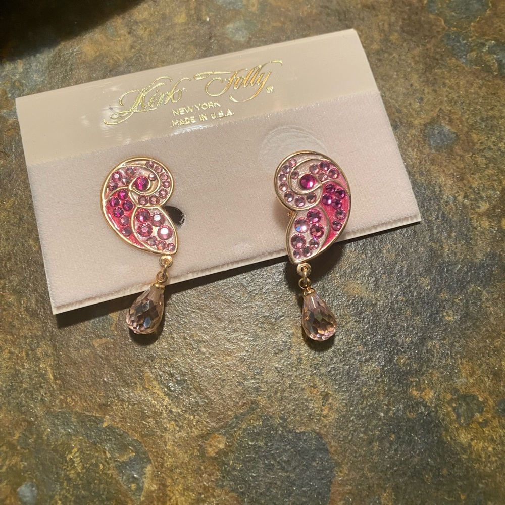 Kirk’s Folly Elegant Pink and Gold Clip on Earrings